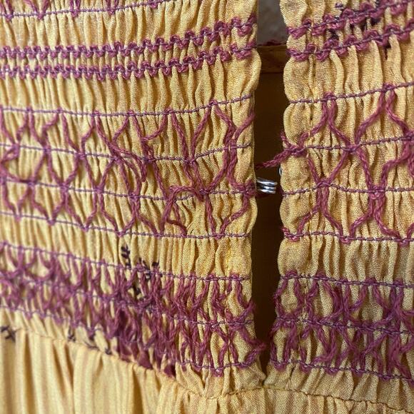 Anthropologie Dolan Yellow Crepe Flutter Sleeve Charamante Mini Dress Size M NWT - Picture 8 of 10